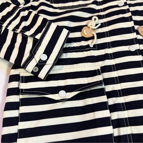 Levi's Trekking Parka Striped Hooded Jacket Nautical Canvas Navy/White Large NWT - Picture 6 of 11